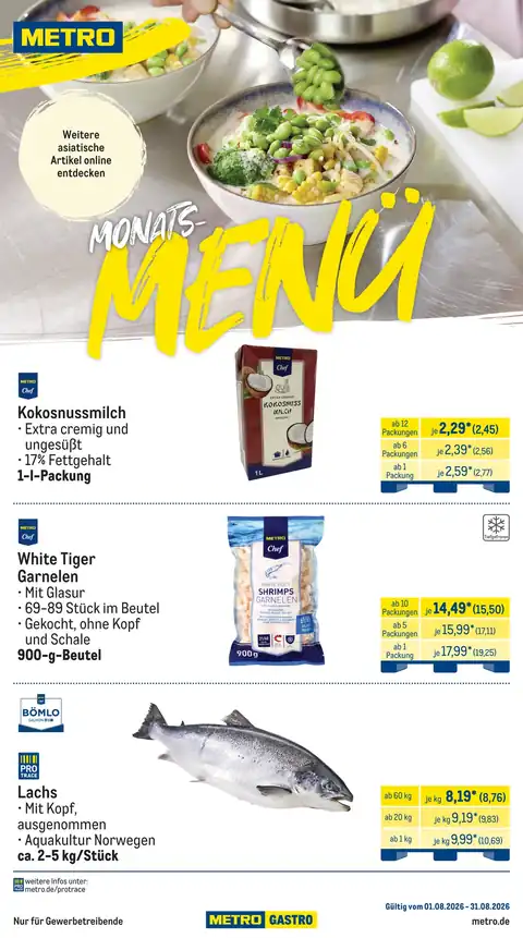 METRO DE - Monats-Menü