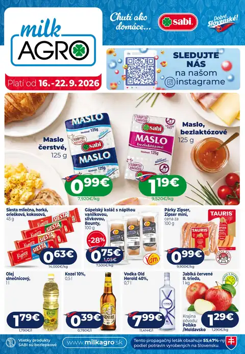 MILK-AGRO · Aktuálny leták (2026-09-16 – 2026-09-22)